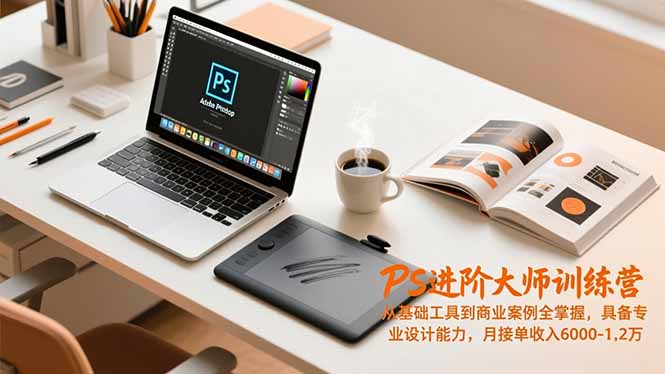 PS进阶大师训练营，从基础工具到商业案例全掌握，具备专业设计能力，月接单收入6000-1.2万-资源站