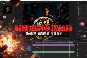 短剧拉新之原创燃剪精简剪辑实操课，解锁短剧变现秘籍-资源站