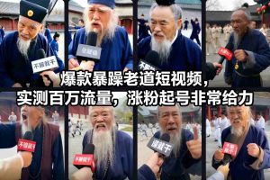 爆款暴躁老道短视频，实测百万流量，涨粉起号非常给力-资源站