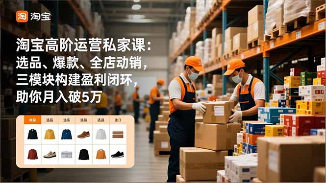 淘宝高阶运营私家课：选品、爆款、全店动销，三模块构建盈利闭环，助你月入破5万(更新12月-资源站