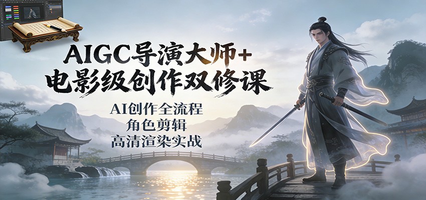 AIGC导演大师+电影级创作双修课：AI创作全流程、角色剪辑、高清渲染实战-资源站