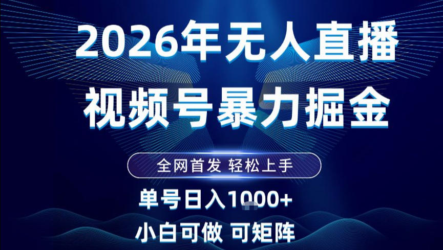 2026最新视频号无人直播掘金，全网首发，小白可以玩，长期稳定日入1k+【揭秘】-资源站