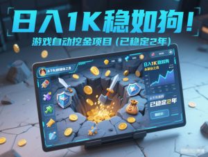 日入1K稳如狗！游戏自动挖金项目(已稳定2年)，永不失业的副业之选【揭秘】-资源站