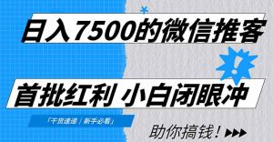 日入7500的微信推客，首批红利，自用省钱、分享赚钱，0门槛小白闭眼冲！-资源站