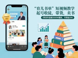 育儿书单短视频教学，起号收徒，带货，卖书(带货作品破2000W播放，月佣金2W)-资源站