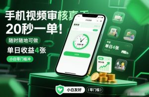 手机视频审核真香！20秒一单，随时随地可做，单日收益4张，小白零门槛冲【揭秘】-资源站