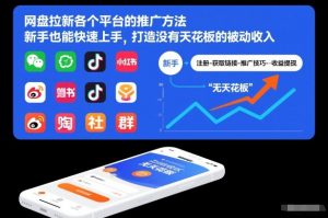 网盘拉新各个平台的推广方法，新手也能快速上手，打造没有天花板的被动收入-资源站