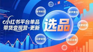 小红书平台单品带货变现营-更新，极致选品、账号标签、案例复盘，深度链接，快速启动稳定出单-资源站