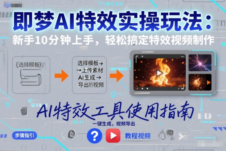 即梦AI特效实操玩法：新手10分钟上手，轻松搞定特效视频制作-资源站