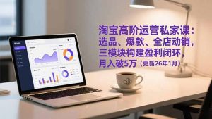 淘宝高阶运营私家课：选品、爆款、全店动销，三模块构建盈利闭环，月入破5万(更新26年1月-资源站