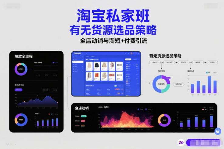 淘宝私家班，有无货源选品策略，高成功率爆款全流程打法，全店动销与淘短+付费引流(更新2026)-资源站