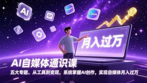 AI自媒体通识课，五大专题、从工具到变现，系统掌握AI创作，实现自媒体月入过万-资源站