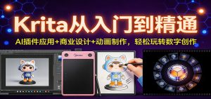 Krita从入门到精通：AI插件应用+商业设计+动画制作，轻松玩转数字创作-资源站