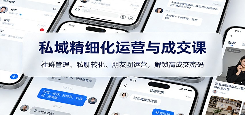 私域精细化运营与成交课:社群管理、私聊转化、朋友圈运营,解锁高成交密码-资源站