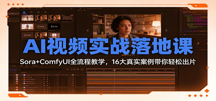 AI视频实战落地课：Sora+ComfyUI全流程教学，16大真实案例带你轻松出片-资源站