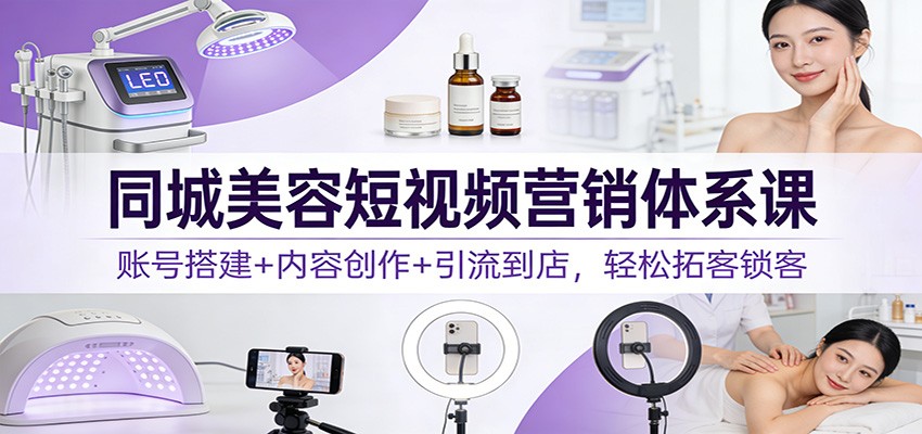 同城美容短视频营销体系课：账号搭建+内容创作+引流到店，轻松拓客锁客-资源站