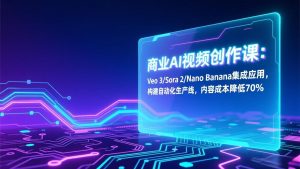 商业AI视频创作课：Veo 3/Sora 2/Nano Banana集成应用，构建自动化生产线，内容成本降低70%-资源站