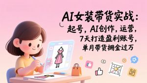 AI女装带货实战：起号，AI创作，运营，7天打造盈利账号，单月带货佣金过万-资源站