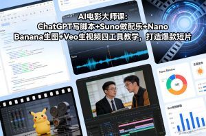 AI电影大师课：ChatGPT写脚本+Suno做配乐+Nano Banana生图+Veo生视频，打造爆款短片-资源站