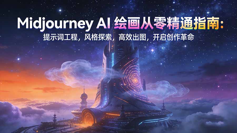 Midjourney AI绘画从零精通指南：提示词工程，风格探索，高效出图，开启创作革命-资源站