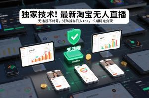 独家技术！最新淘宝无人直播：无违规不封号，矩阵操作日入1K+，长期稳定变现【揭秘】-资源站