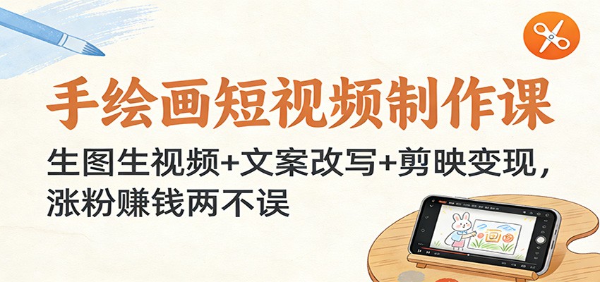 手绘画短视频制作课：生图生视频+文案改写+剪映变现，涨粉赚钱两不误-资源站