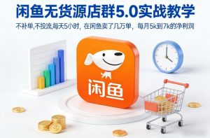 闲鱼无货源店群5.0实战教学，不补单，不投流，每天5小时，在闲鱼卖了几万单，每月5k到7k的净利润-资源站