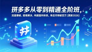 拼多多从零到精通全阶班，流量爆破、疑难解决，构建盈利体系，单店月销破百万(更新2026-资源站