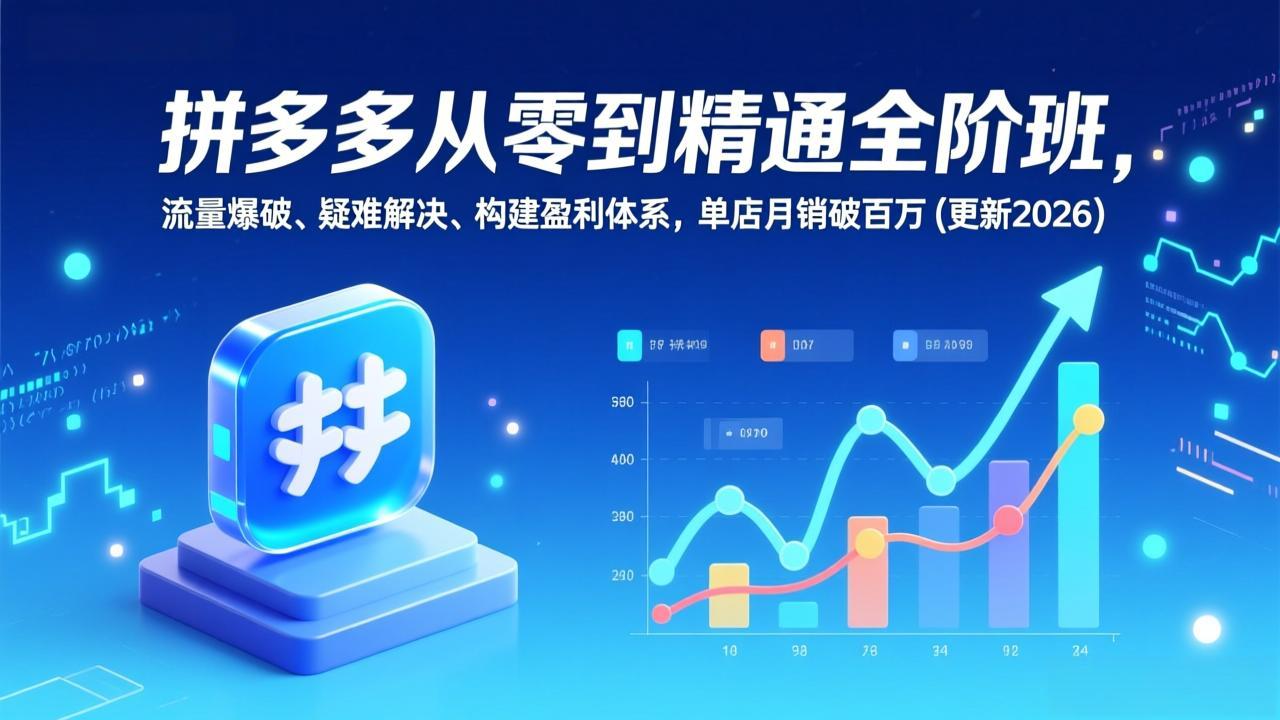 拼多多从零到精通全阶班，流量爆破、疑难解决，构建盈利体系，单店月销破百万(更新2026-资源站