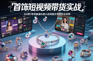 首饰短视频带货实战，从0到1带你跑通抖音小店和图文带货的全流程-资源站