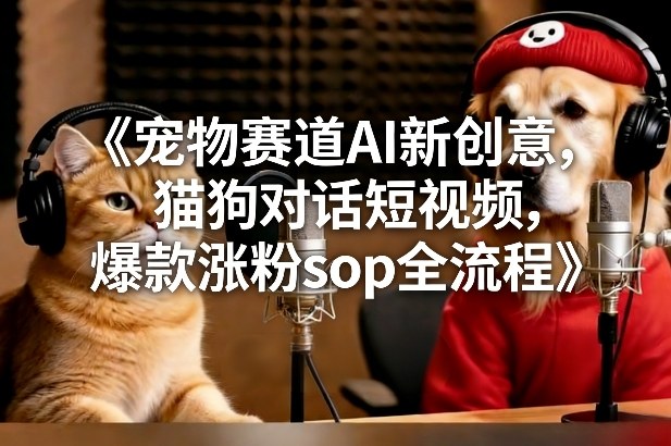 宠物赛道AI新创意，猫狗对话短视频，爆款涨粉sop全流程-资源站