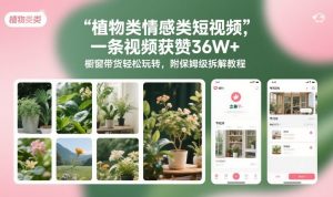 植物类情感类短视频，一条视频获赞36W+，橱窗带货轻松玩转，附保姆级拆解教程-资源站