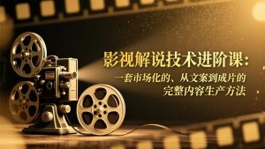 影视解说技术进阶课：一套市场化的、从文案到成片的完整内容生产方法-资源站