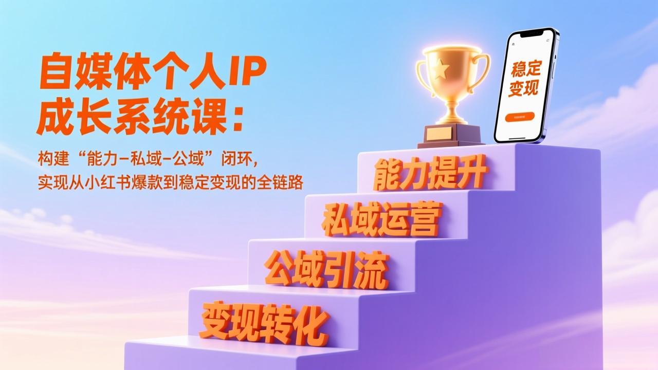 自媒体个人IP成长系统课：构建“能力-私域-公域”闭环，实现从小红书爆款到稳定变现的全链路-资源站