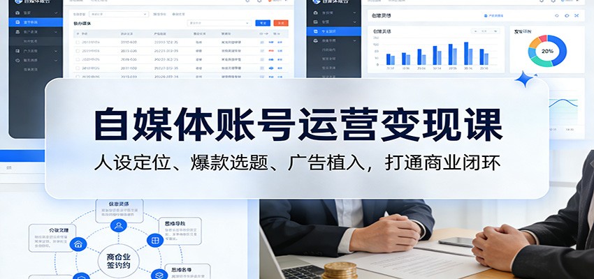 自媒体账号运营变现课：人设定位、爆款选题、广告植入，打通商业闭环-资源站