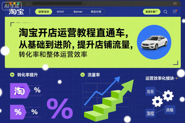 淘宝开店运营教程直通车，从基础到进阶，提升店铺流量，转化率和整体运营效率(更新26年1月)-资源站