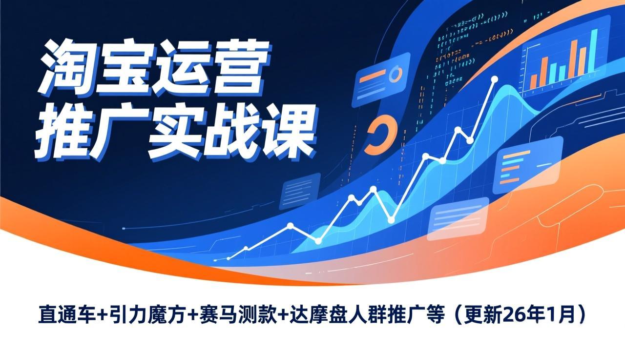 淘宝运营推广实战课，直通车+引力魔方+赛马测款+达摩盘人群推广等(更新26年1月-资源站