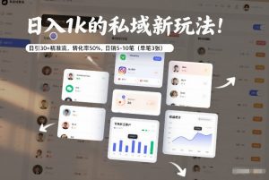 日入1k的私域新玩法：日引30+精准流，转化率50%，日销5-10笔(单笔3张)-资源站