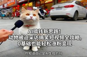 AI搞钱新思路！动物被迫采访搞笑短视频全攻略，0基础也能轻松涨粉变现-资源站