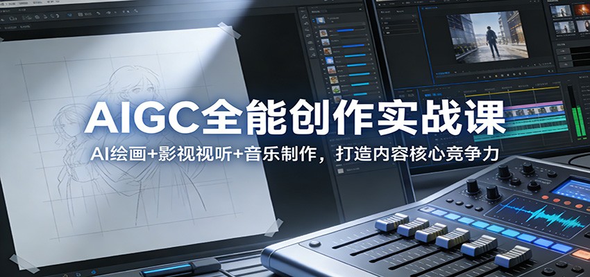 AIGC全能创作实战课:AI绘画+影视视听+音乐制作,打造内容核心竞争力-资源站