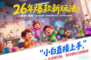 26年爆款新玩法，儿童科普AI视频，全流程实操，轻松做爆款内容，小白直接上手，附详细玩法教程-资源站