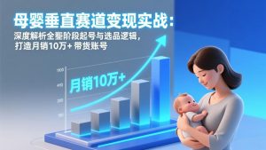 母婴垂直赛道变现实战：深度解析三大阶段起号与选品逻辑，打造月销10万+带货账号-资源站