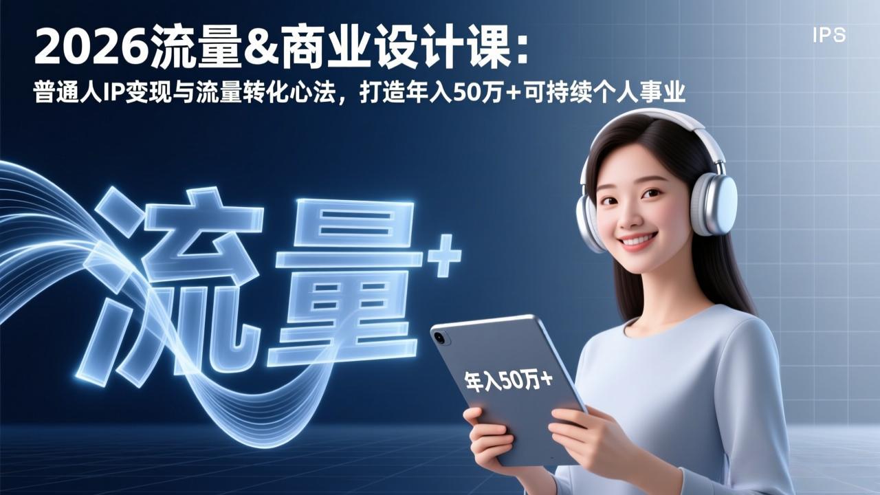 2026流量&商业设计课：普通人IP变现与流量转化心法，打造年入50万+可持续个人事业-资源站