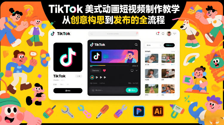 TikTok美式动画短视频制作教学，从创意构思到发布的全流程-资源站