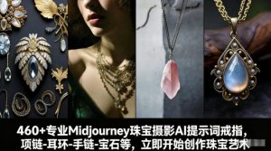 460+专业Midjourney珠宝摄影AI提示词戒指，项链-耳环-手链-宝石等，立即开始创作珠宝艺术-资源站