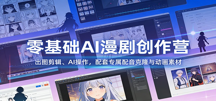 零基础AI漫剧创作营：出图剪辑、AI操作，配套专属配音克隆与动画素材-资源站