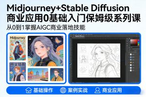AIGC商业应用Midjourney+Stable Diffusion教程，0基础入门保姆级系列课-资源站