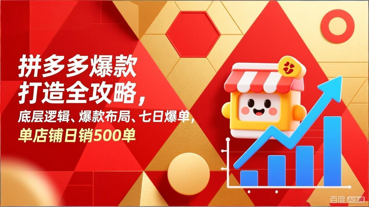 拼多多爆款打造全攻略，底层逻辑、爆款布局、七日爆单，单店铺日销500单-资源站