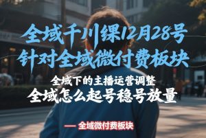 全域千川线下课12月28号，针对全域微付费板块，全域下的主播运营调整，全域怎么起号稳号放量-资源站