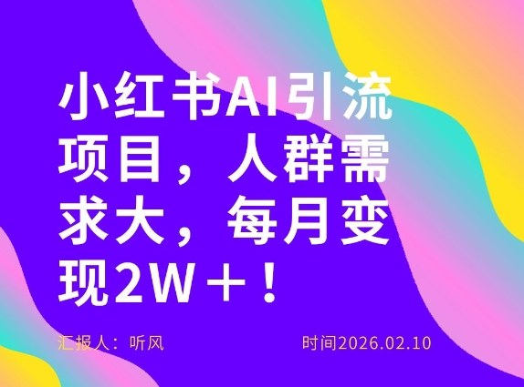 她通过这个AI项目每月做到2W＋的收入，最新小红书AI项目，人群需求大！-资源站
